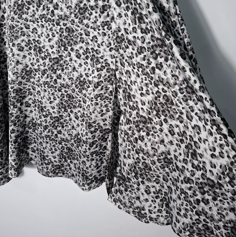 Status by Chenault Women Leopard Animal Print A-Line Slit Midi Skirt L Feminine - Picture 2 of 15